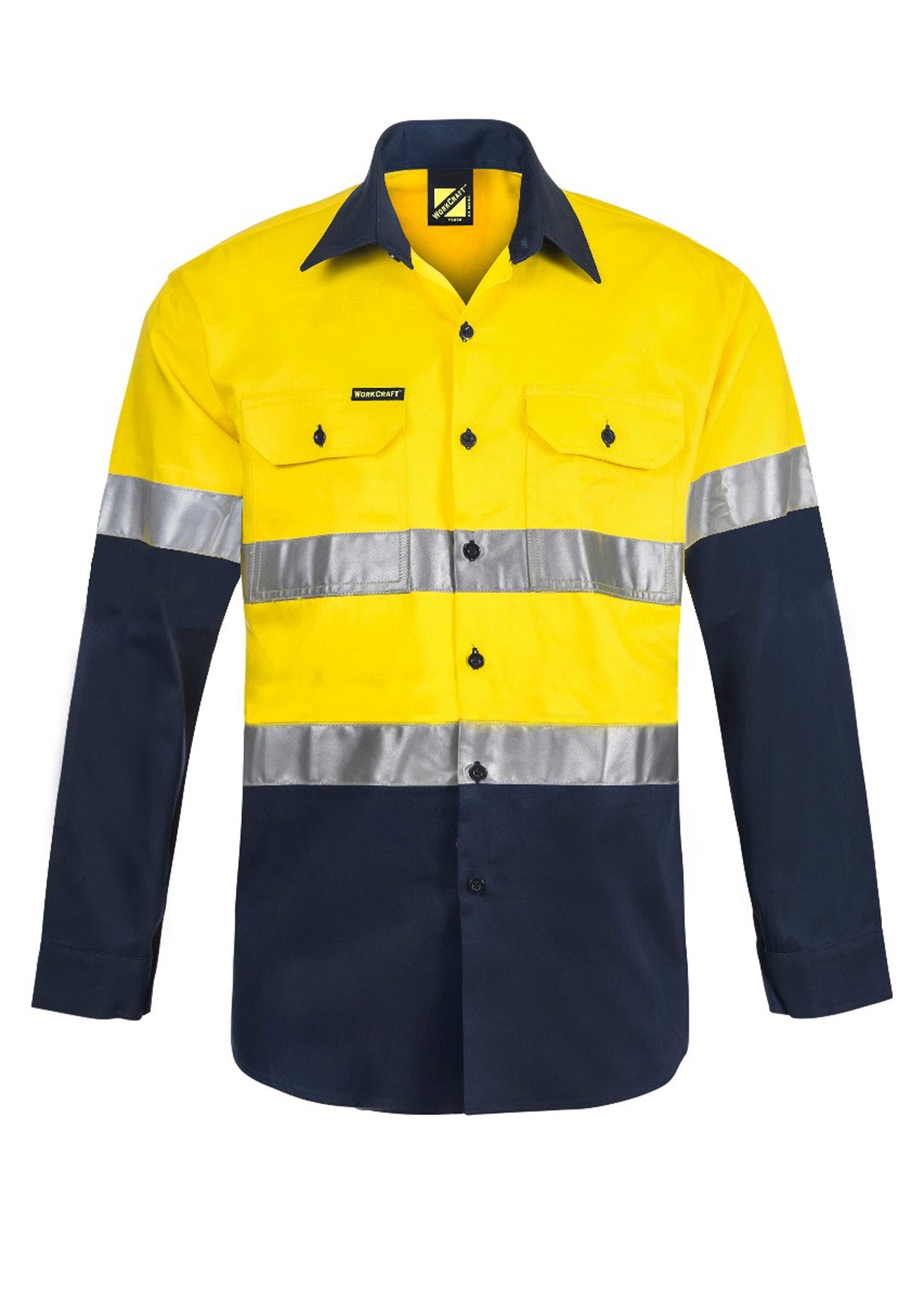 Workcraft WS3028 Hi vis Two Tone Long Sleeve Cotton Drill Shirt