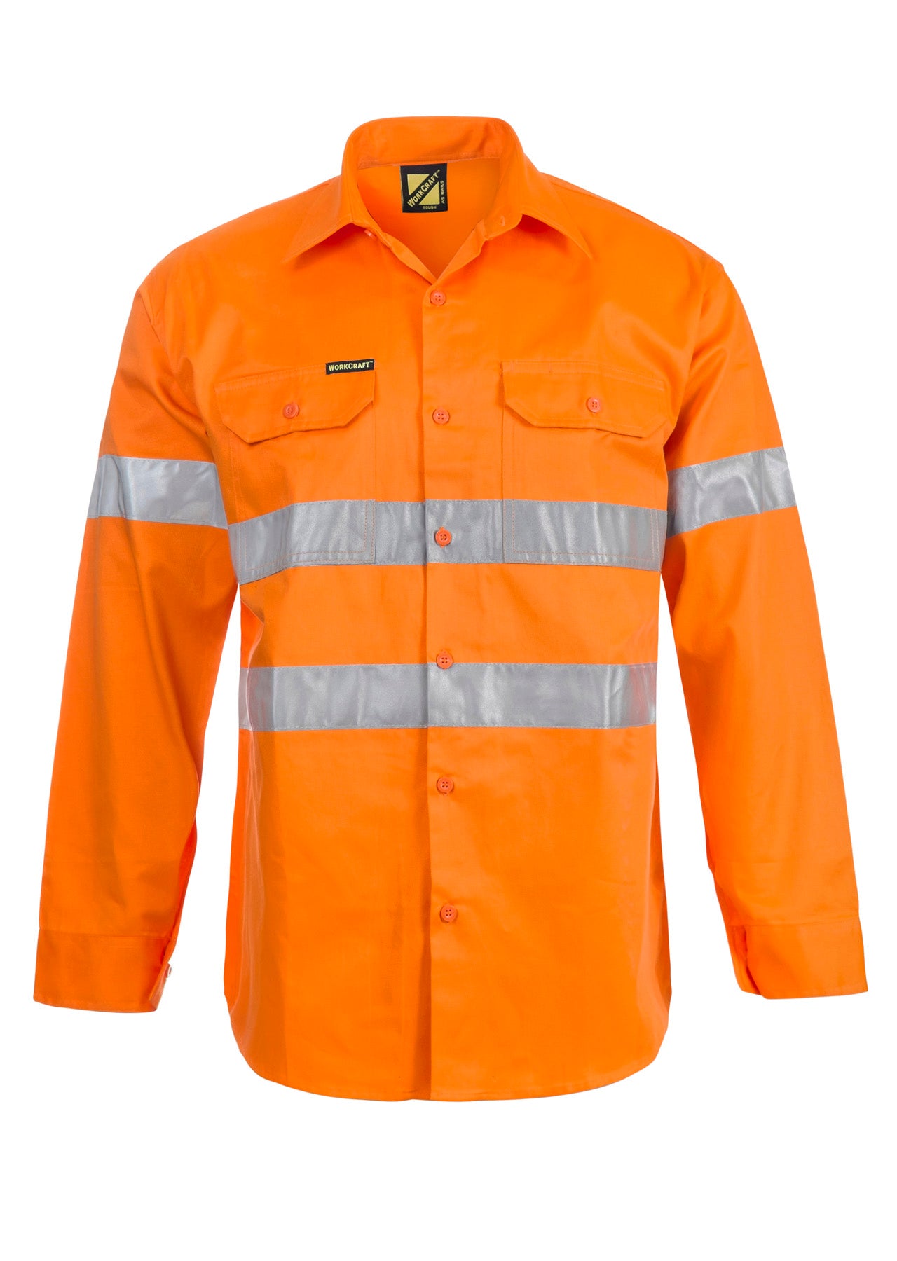 Workcraft WS4002 Hi vis L/s Cotton Drill Shirt With CSR Reflective Tape