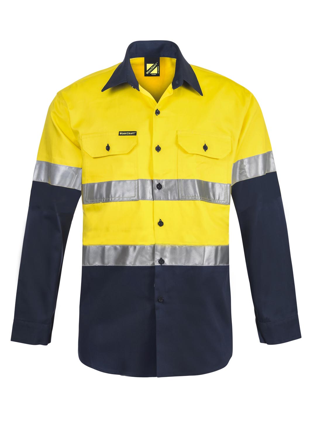 Workcraft WS6030 Lightweight Hi vis Two Tone L/s Vented Cotton Drill Shirt