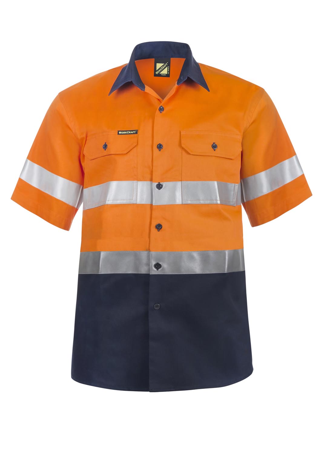 Workcraft WS4001 Hi Vis Short Sleeve Cotton Drill Reflective Shirt