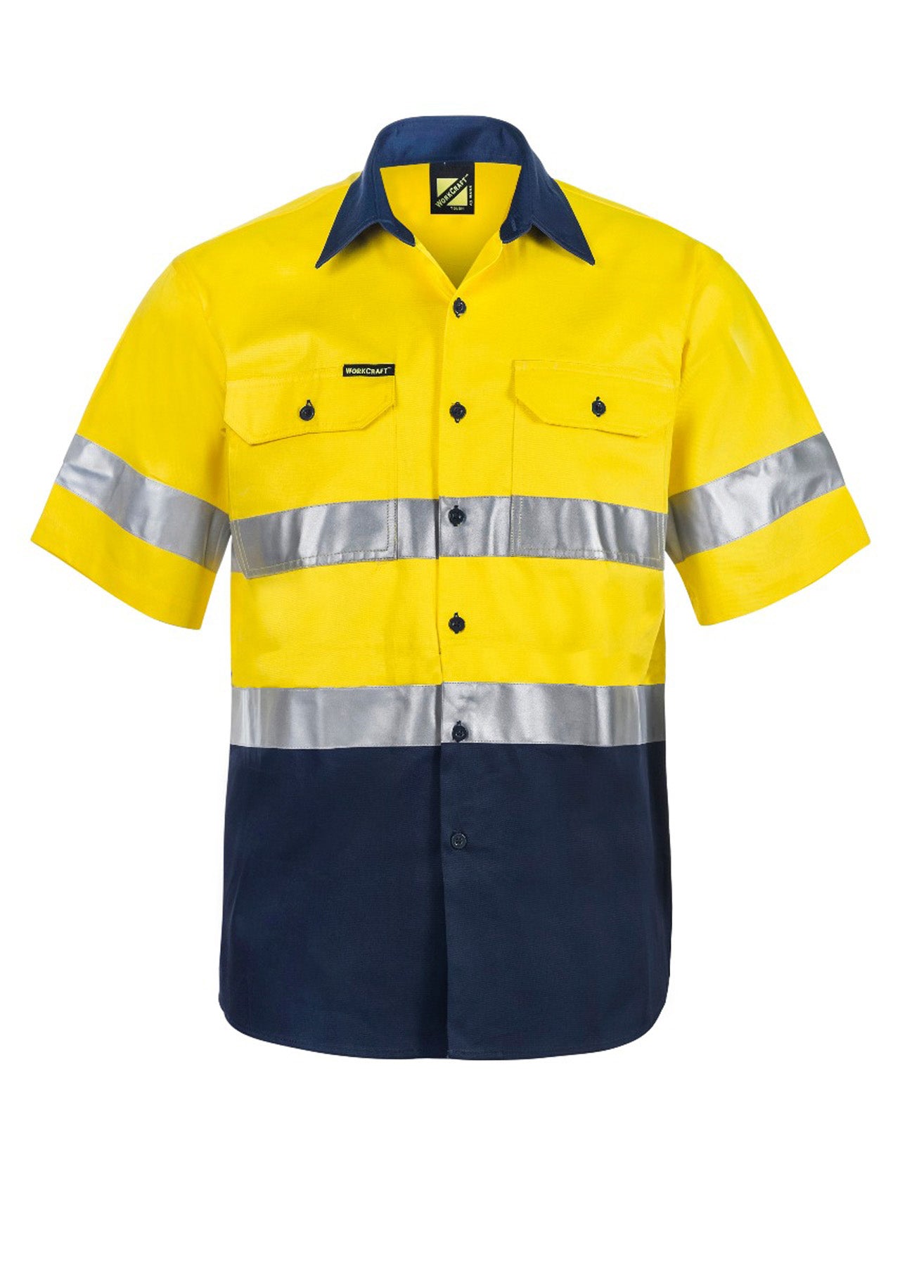 Workcraft WS4001 Hi Vis Short Sleeve Cotton Drill Reflective Shirt