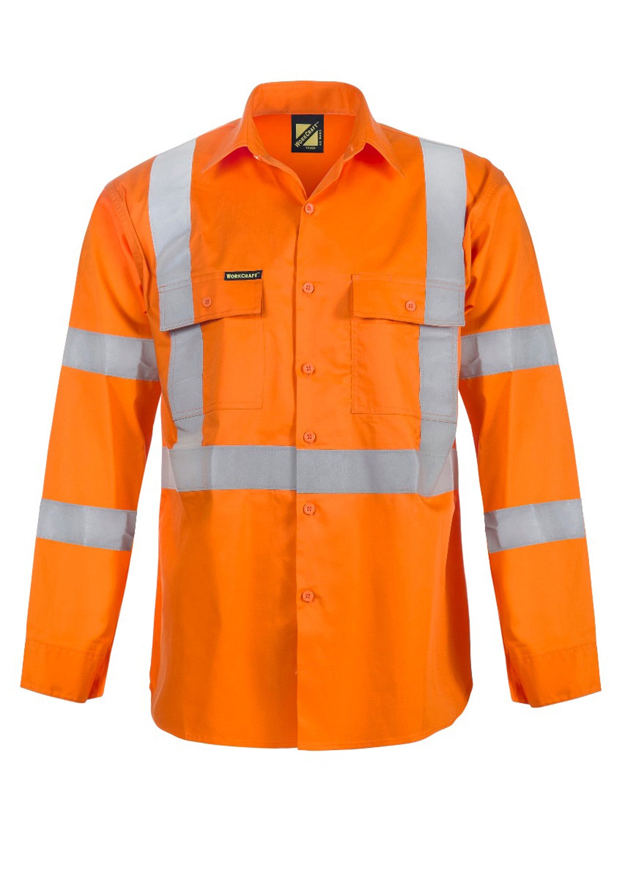 Workcraft WS6010 Lightweight Hi Vis Long Sleeve Vented Cotton Drill Reflective Shirt With X Pattern – NSW Rail Compliant