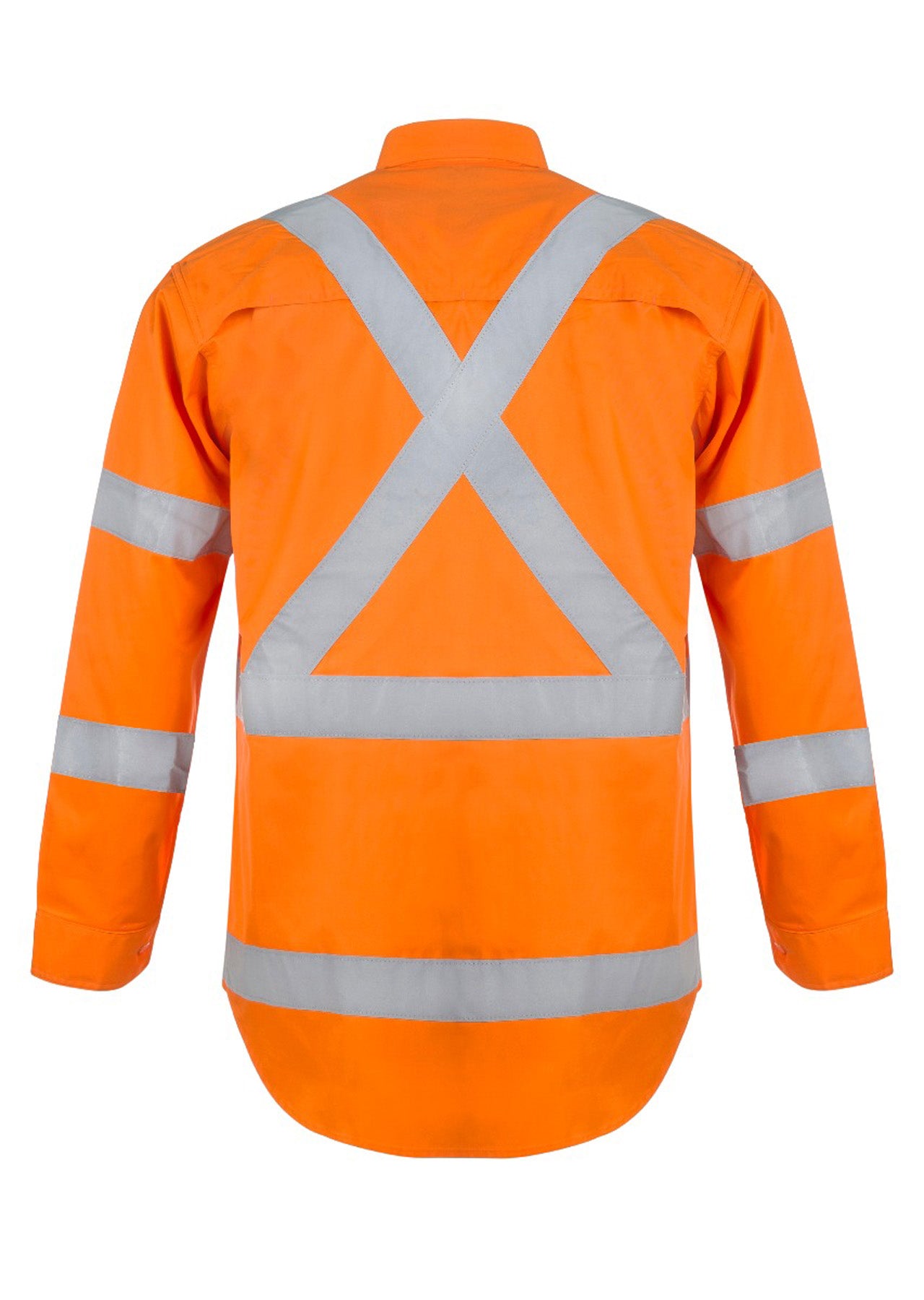 Workcraft WS6010 Lightweight Hi Vis Long Sleeve Vented Cotton Drill Reflective Shirt With X Pattern – NSW Rail Compliant