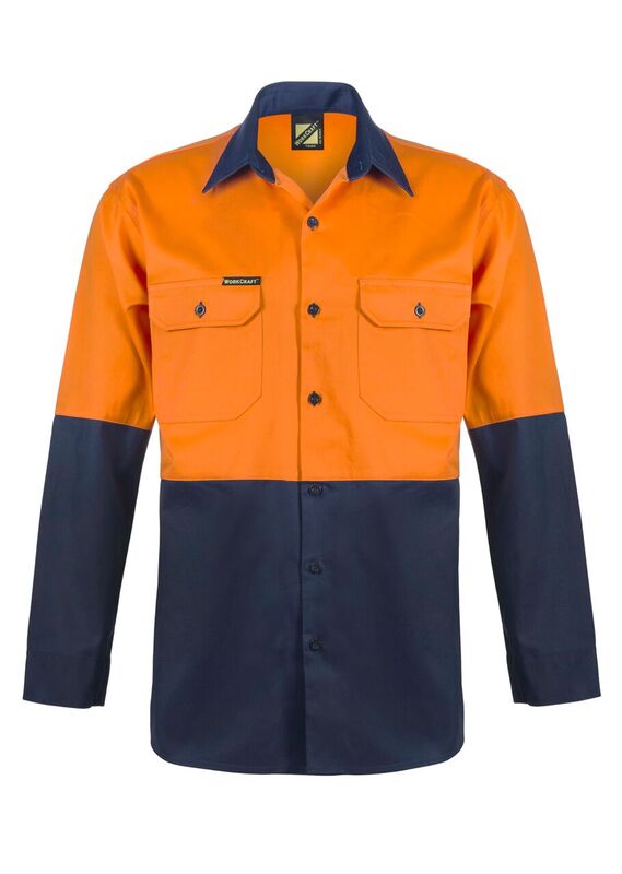 Workcraft WS3022 Hi vis Two Tone L/S Cotton Drill Shirt