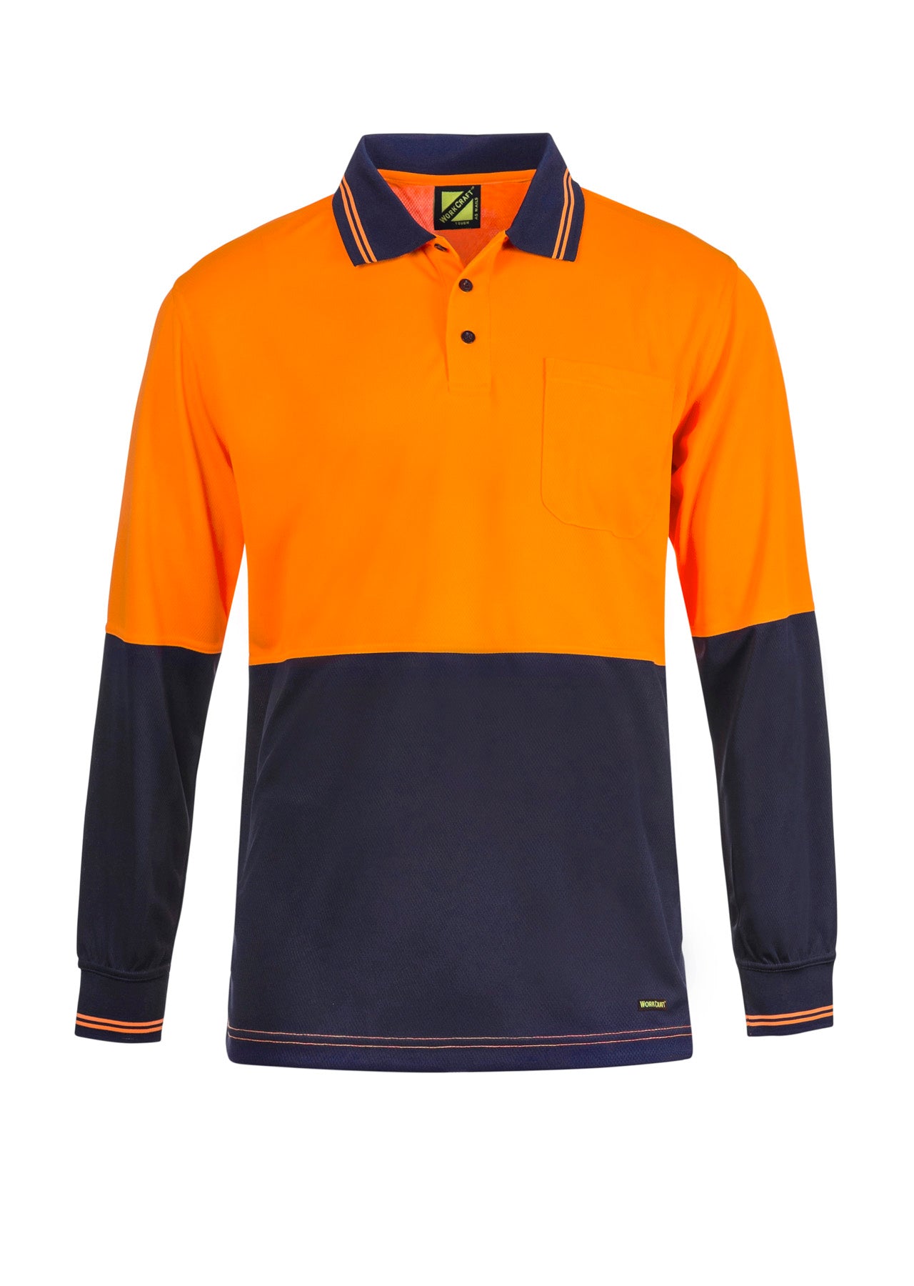 Workcraft WSP202 Hi vis 2 Tone L/sleeve Polo With Pocket