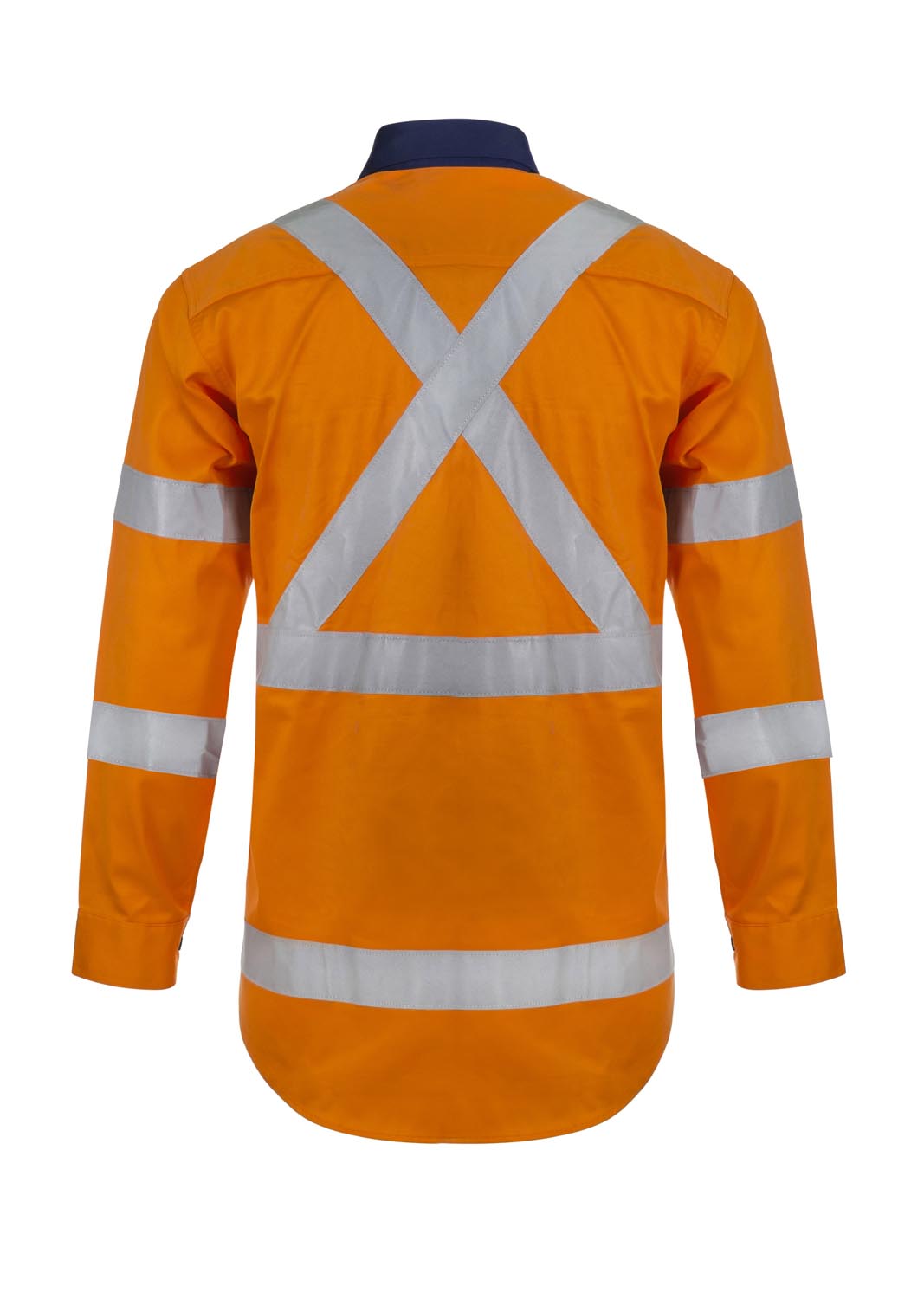 Workcraft WS6020 Hi Vis Long Sleeve Cotton Drill Reflective Shirt With X Pattern