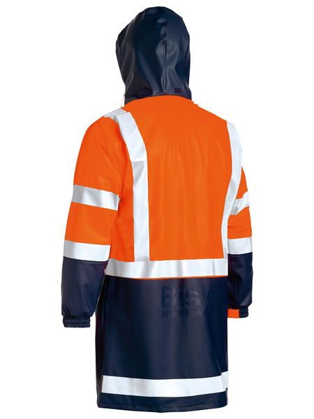 Bisley BJ6935HT Taped Two Tone Hi-vis Stretch PU Rain Coat