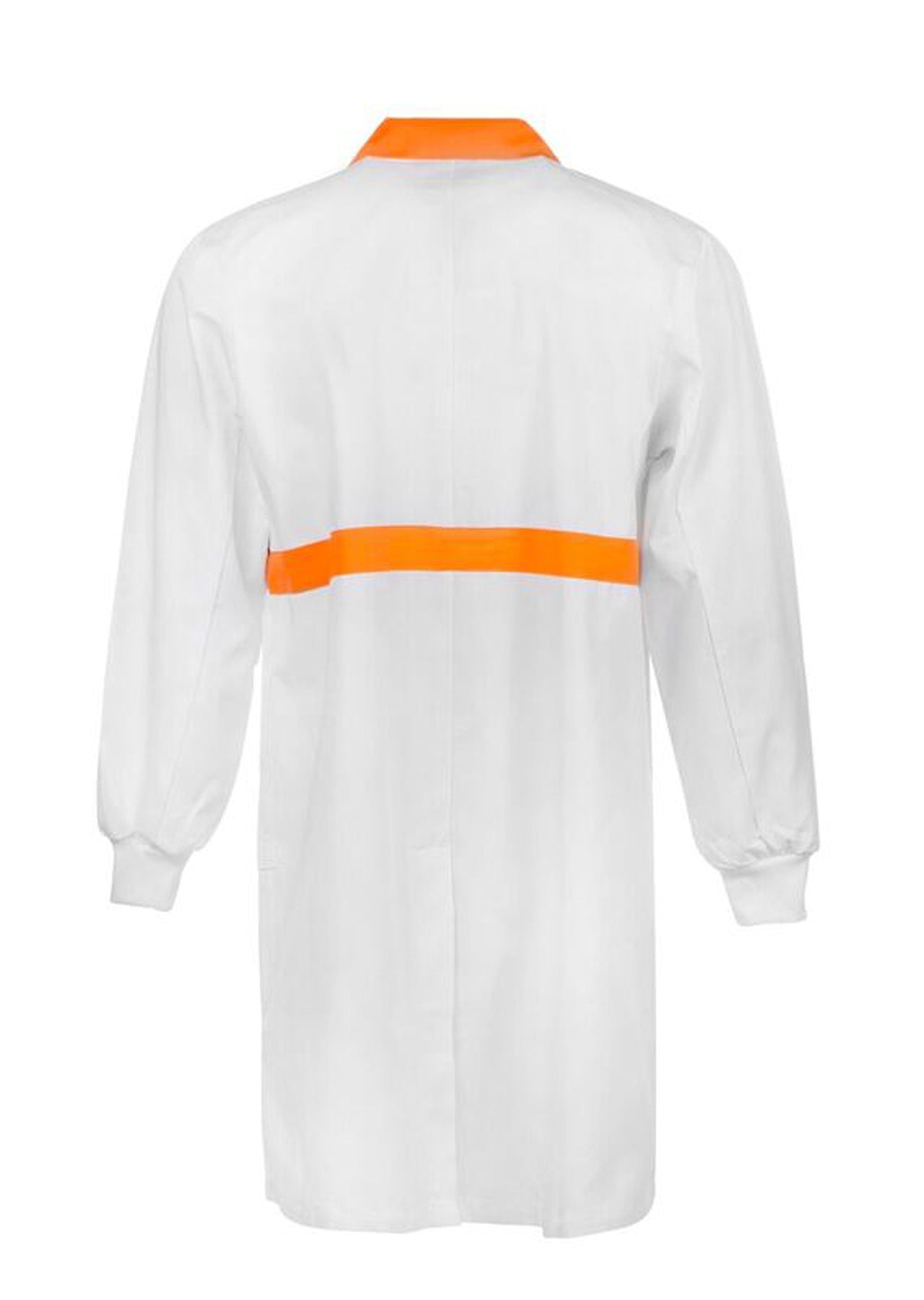 Workcraft WJ3085 Food Industry Dustcoat With Contrast Collar, Chest band, Internal Patch Pockets- Long Sleeve