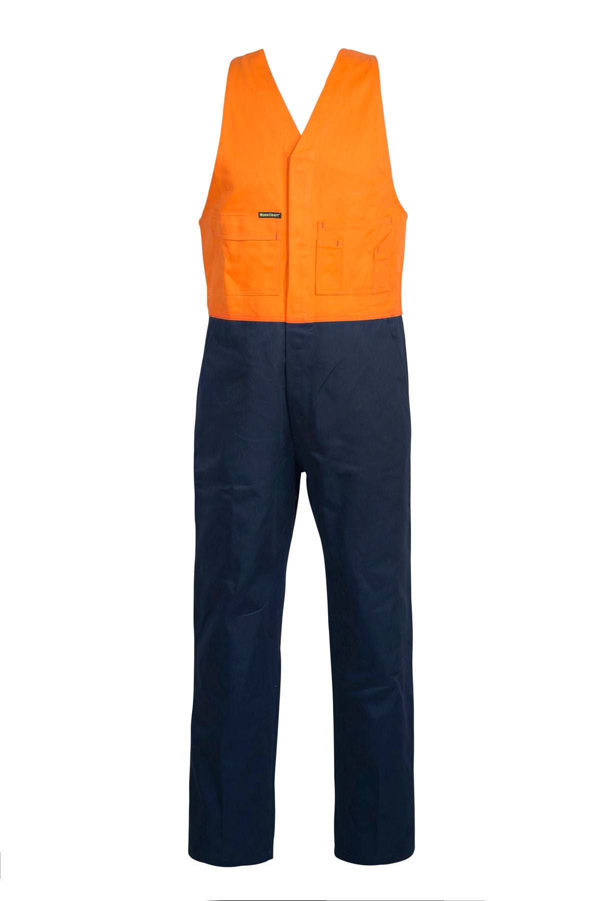 Workcraft WR3063 Two Tone Cotton Drill Roughall With Elastic Straps-Orange/Navy