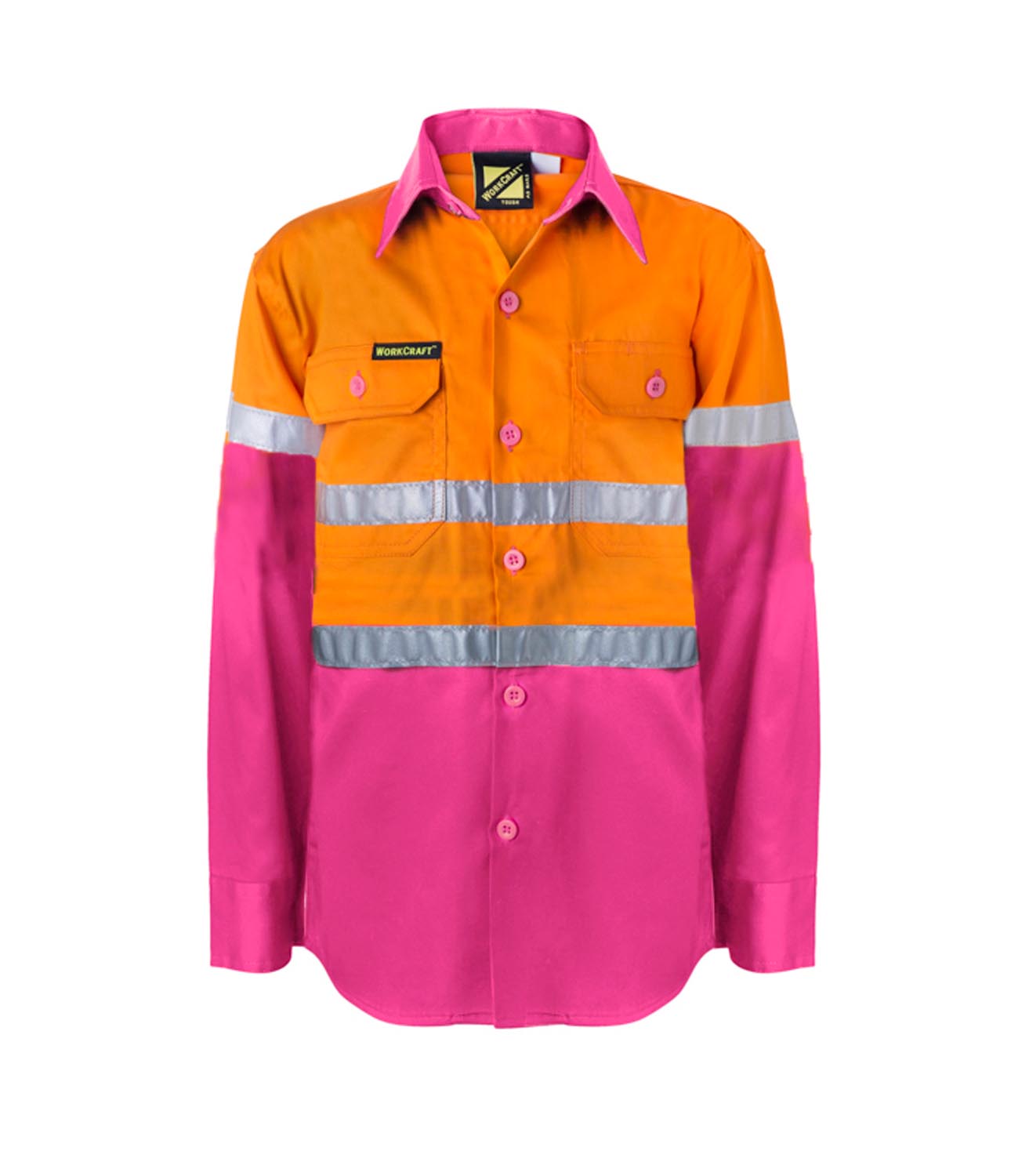 Workcraft WSK125 Kids Hi vis 2 Tone L/sleeve Shirt 3m Tape