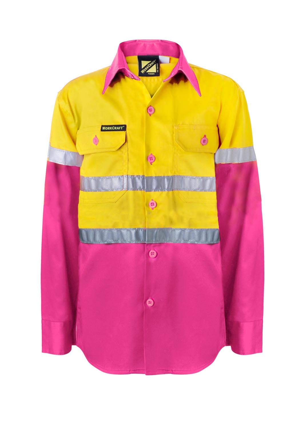 Workcraft WSK125 Kids Hi vis 2 Tone L/sleeve Shirt 3m Tape