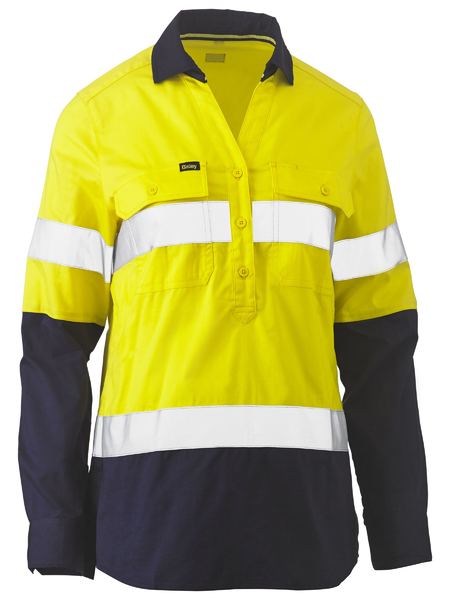 Bisley BLC6064T Women's Taped Hi-vis Stretch V-neck Shirt