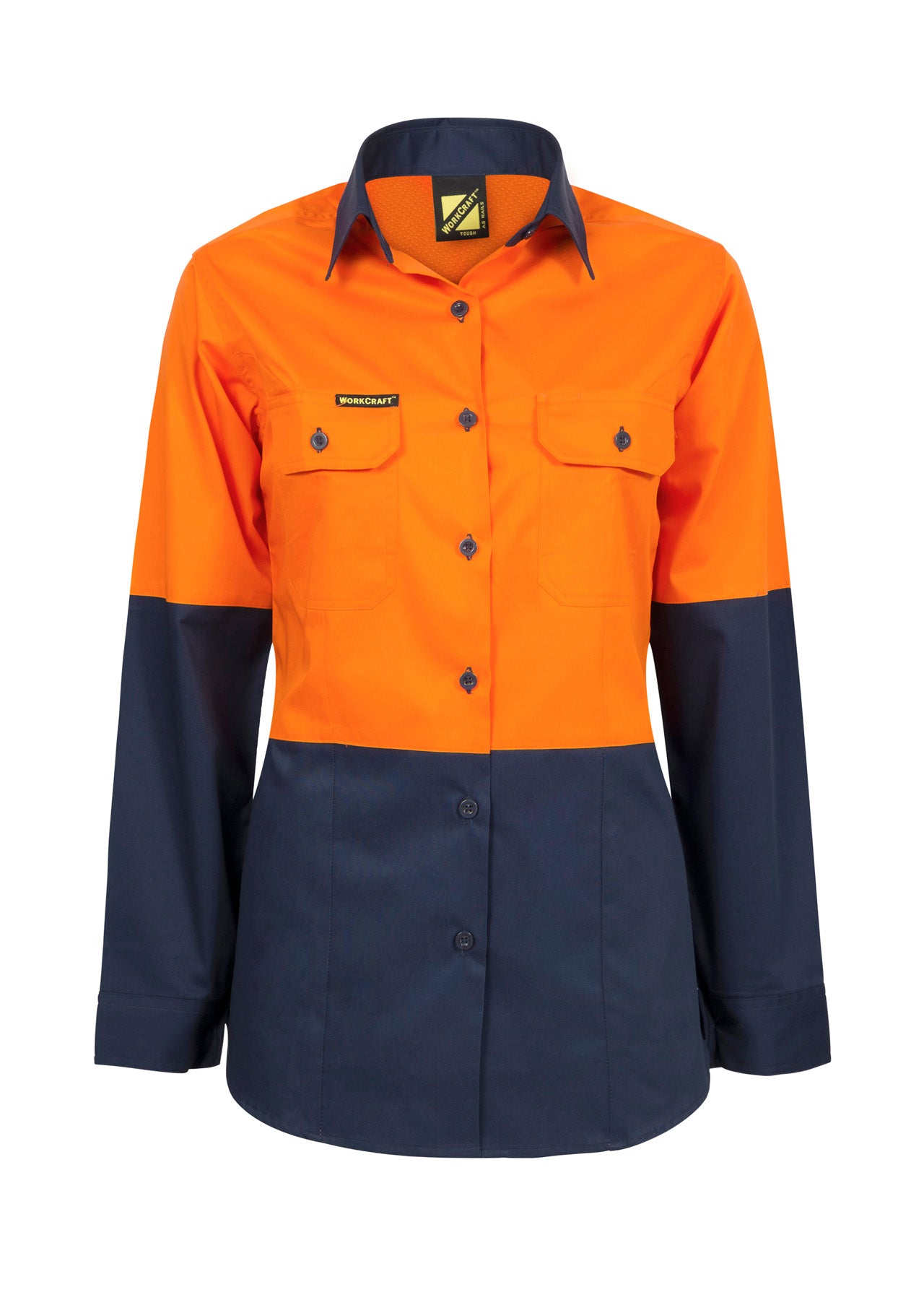 Workcraft WSL502 Ladies Lightweight Hi vis Two Tone Long Sleeve Vented Cotton Drill Shirt