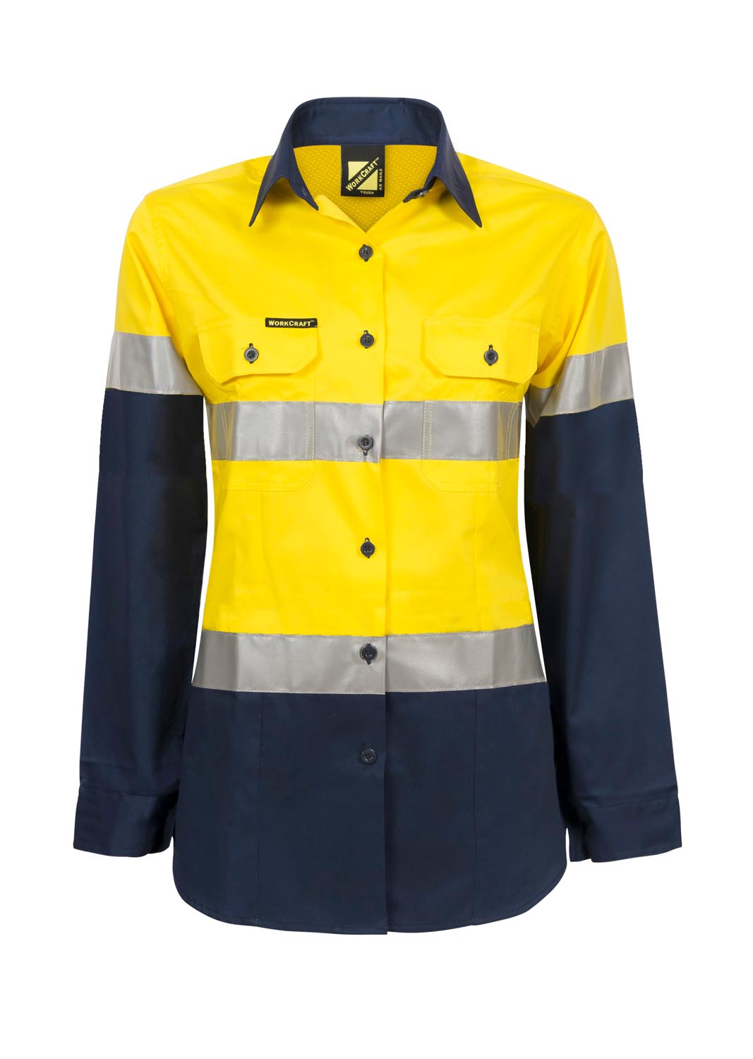 Workcraft WSL501 Ladies Hi vis 2 Tone L/sleeve Shirt