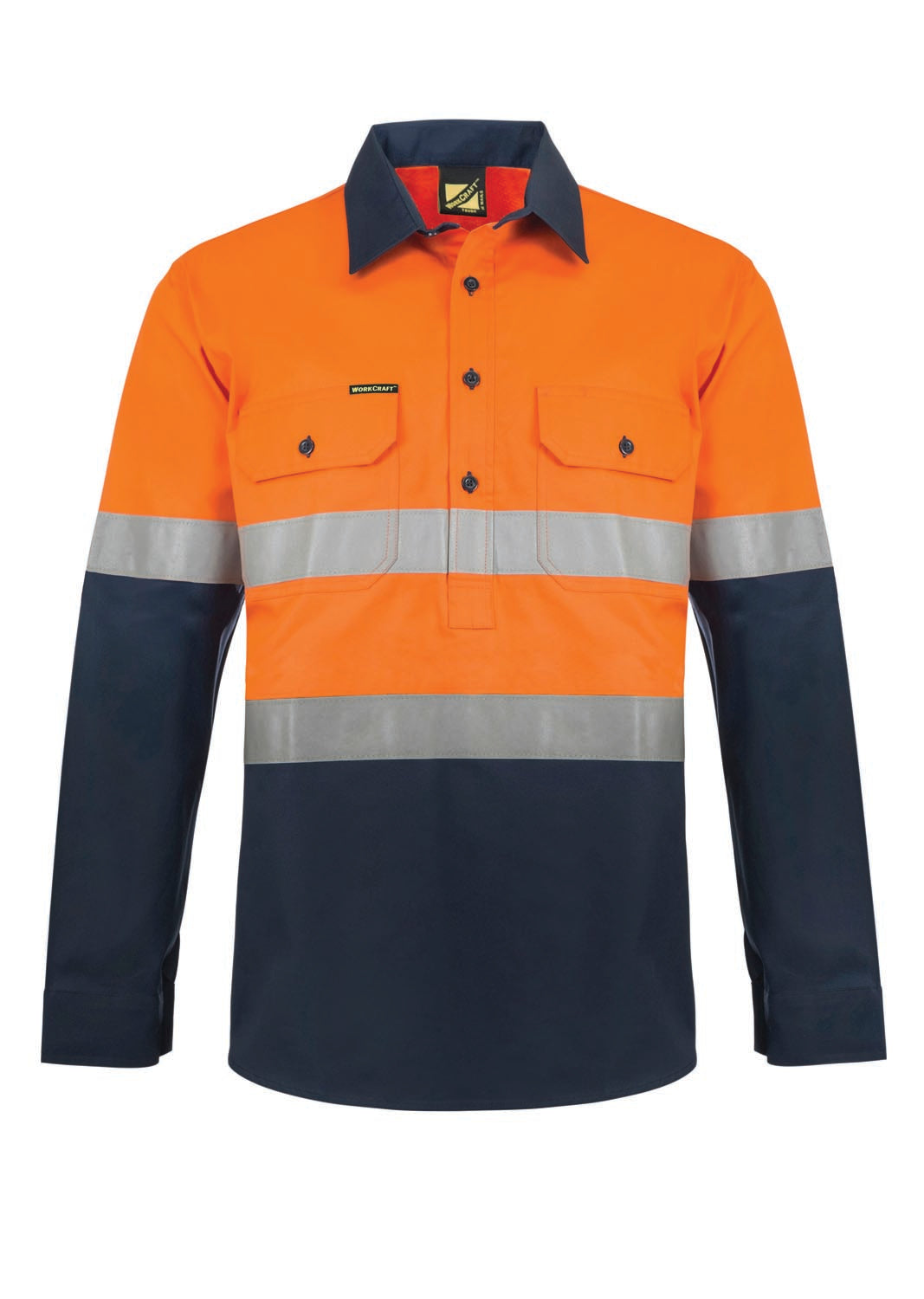 Workcraft WS6032 Lightweight Hi vis Two Tone Half Placket Vented Cotton Drill Shirt