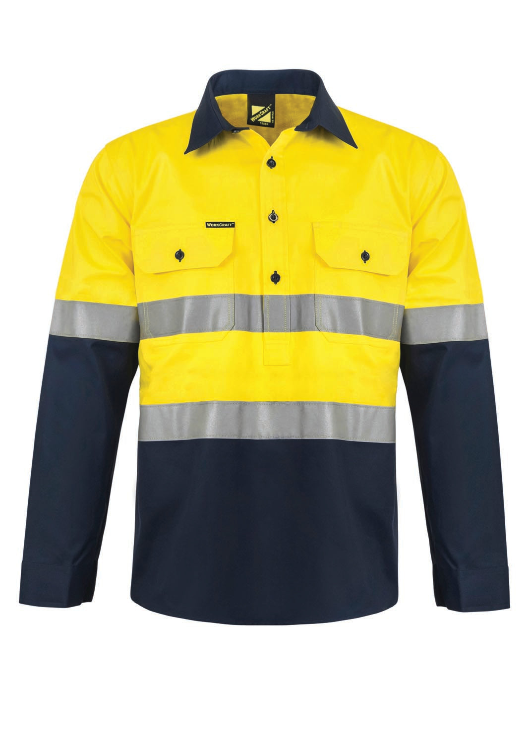 Workcraft WS6032 Lightweight Hi vis Two Tone Half Placket Vented Cotton Drill Shirt