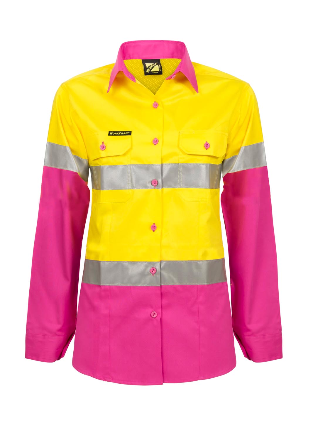 Workcraft WSL501 Ladies Hi vis 2 Tone L/sleeve Shirt