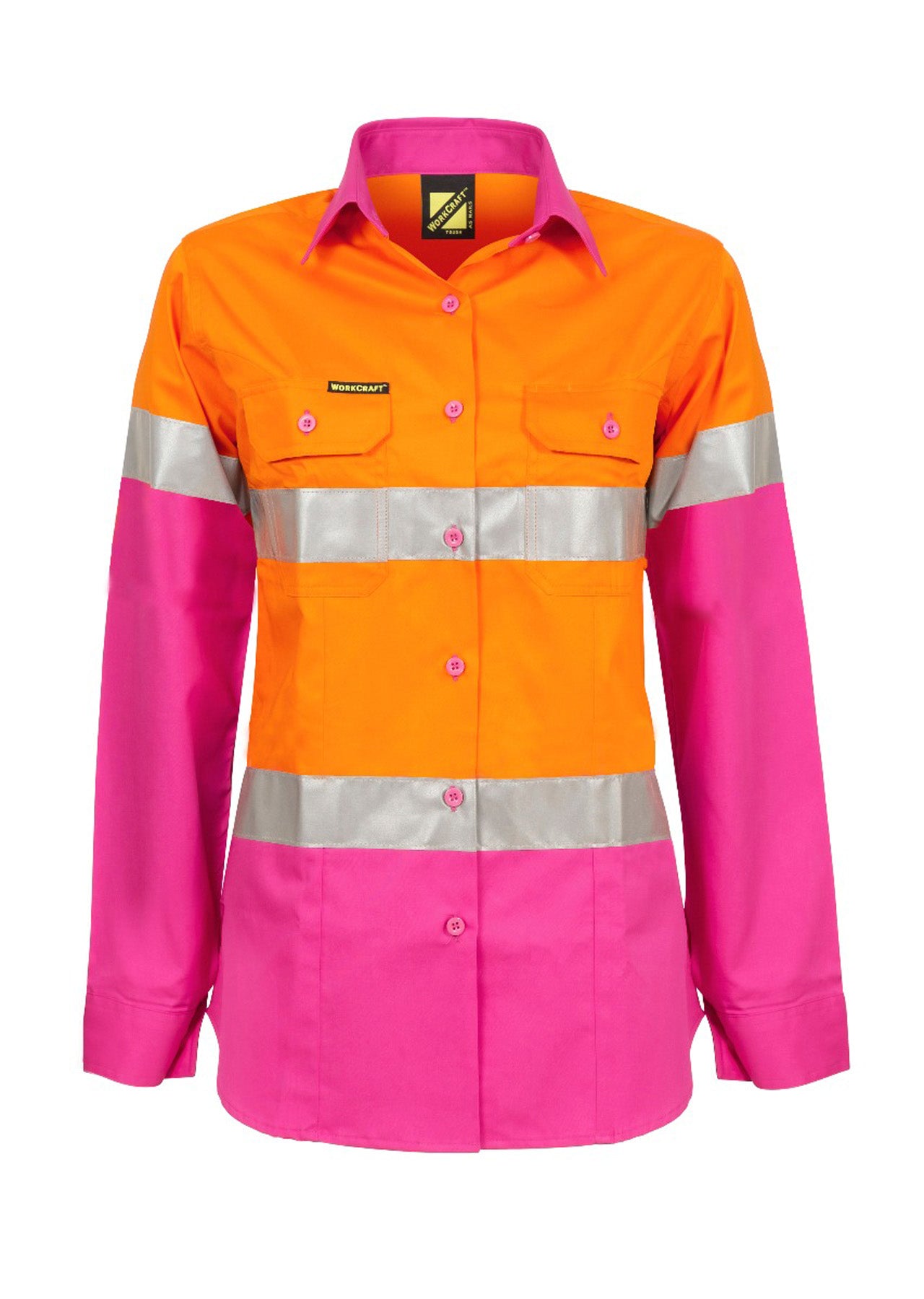 Workcraft WSL501 Ladies Hi vis 2 Tone L/sleeve Shirt