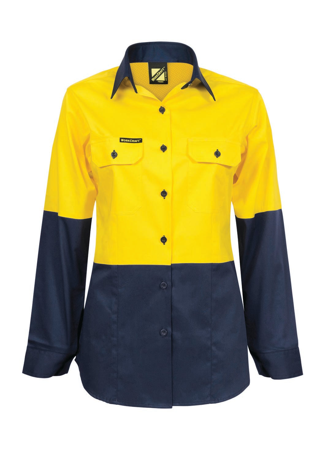 Workcraft WSL502 Ladies Lightweight Hi vis Two Tone Long Sleeve Vented Cotton Drill Shirt