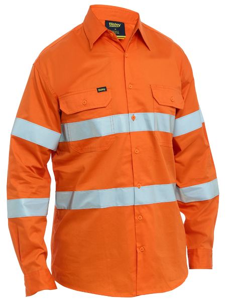 Bisley BS6698T Taped Hi Vis Cool Lightweight Drill Shirt-Orange