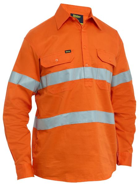 Bisley BSC6897T Taped Hi Vis Cool Lightweight Closed Front Shirt-Orange