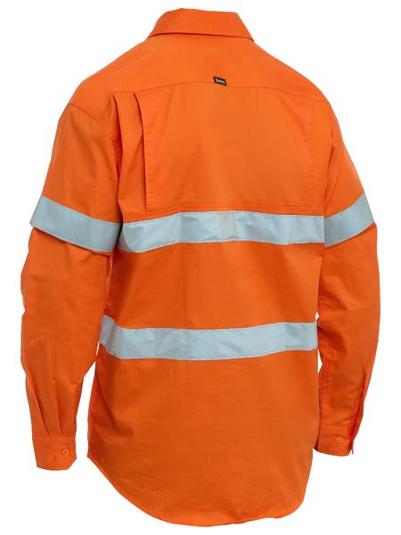 Bisley BSC6897T Taped Hi Vis Cool Lightweight Closed Front Shirt-Orange