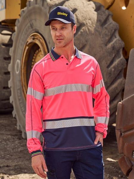 Bisley BK6219T Taped Two Tone Hi-vis Polyester Mesh L/s Polo Shirt