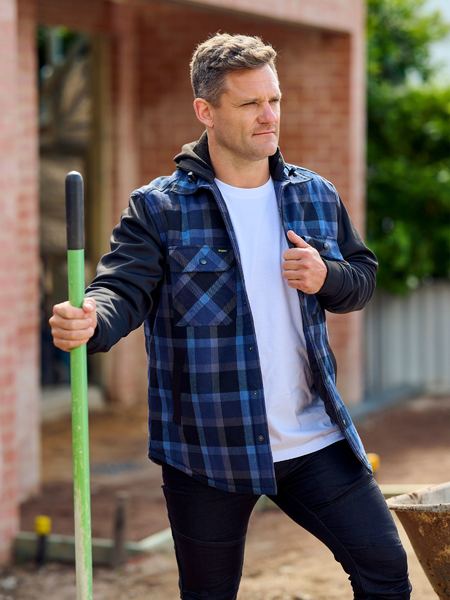 Bisley BJ6708 Contrast Check Hooded Shirt