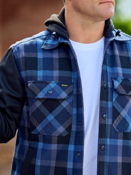 Bisley BJ6708 Contrast Check Hooded Shirt