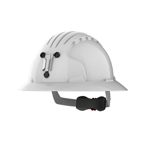JSP AJP179-300-1AN EVO 6100 Full Brim Unvented Hard Hat W/Miners Cap Attachment