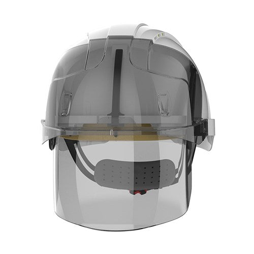 JSP AMD170-005-FAN EVO Vista Shield Vented White/Smoke Helmet Wheel Ratchet Clear Visor