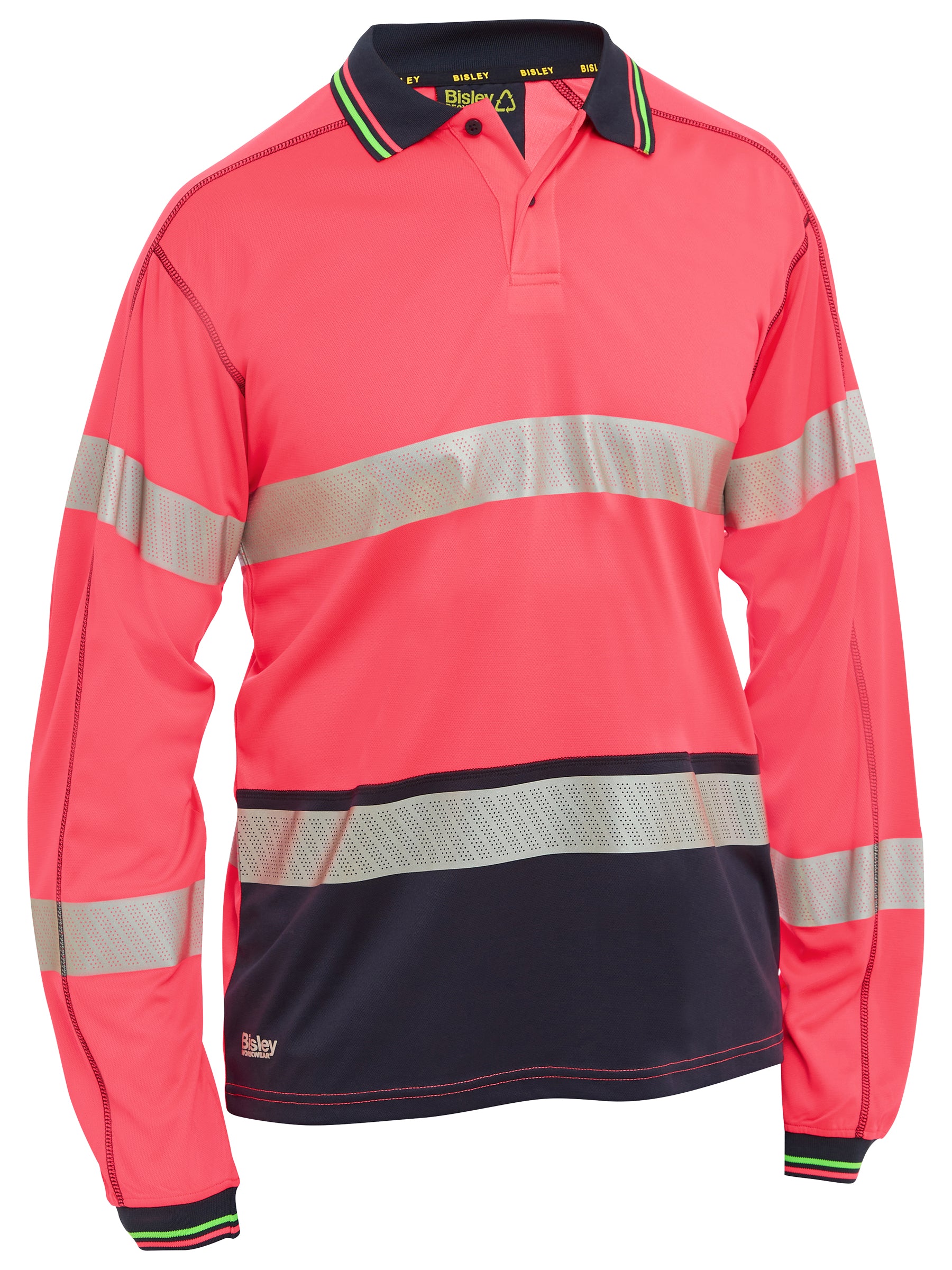 Bisley BK6219T Taped Two Tone Hi-vis Polyester Mesh L/s Polo Shirt