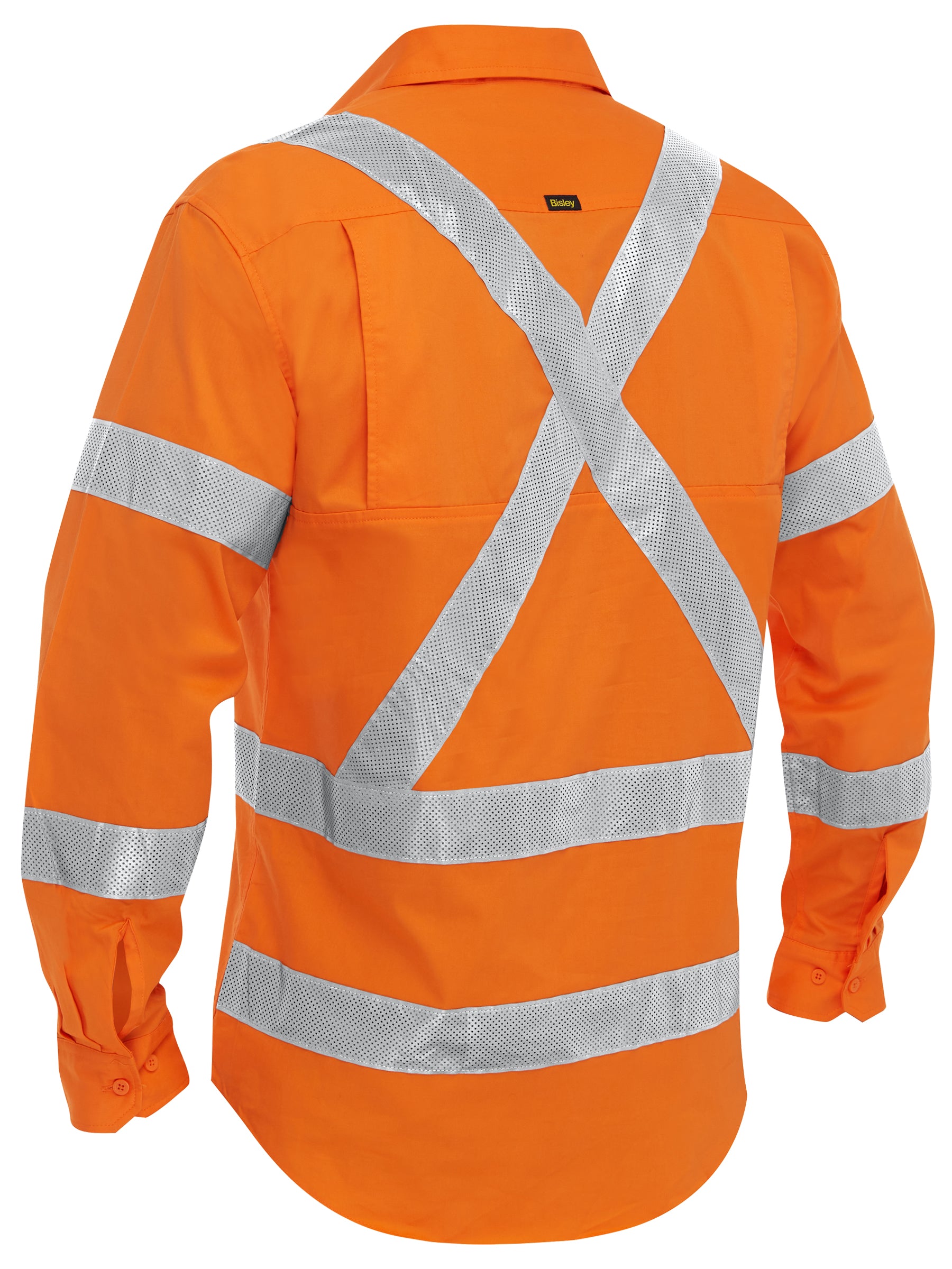 Bisley BSC6166XT X Taped Closed Front Hi Vis Cool Lightweight Drill Shirt-Rail Orange