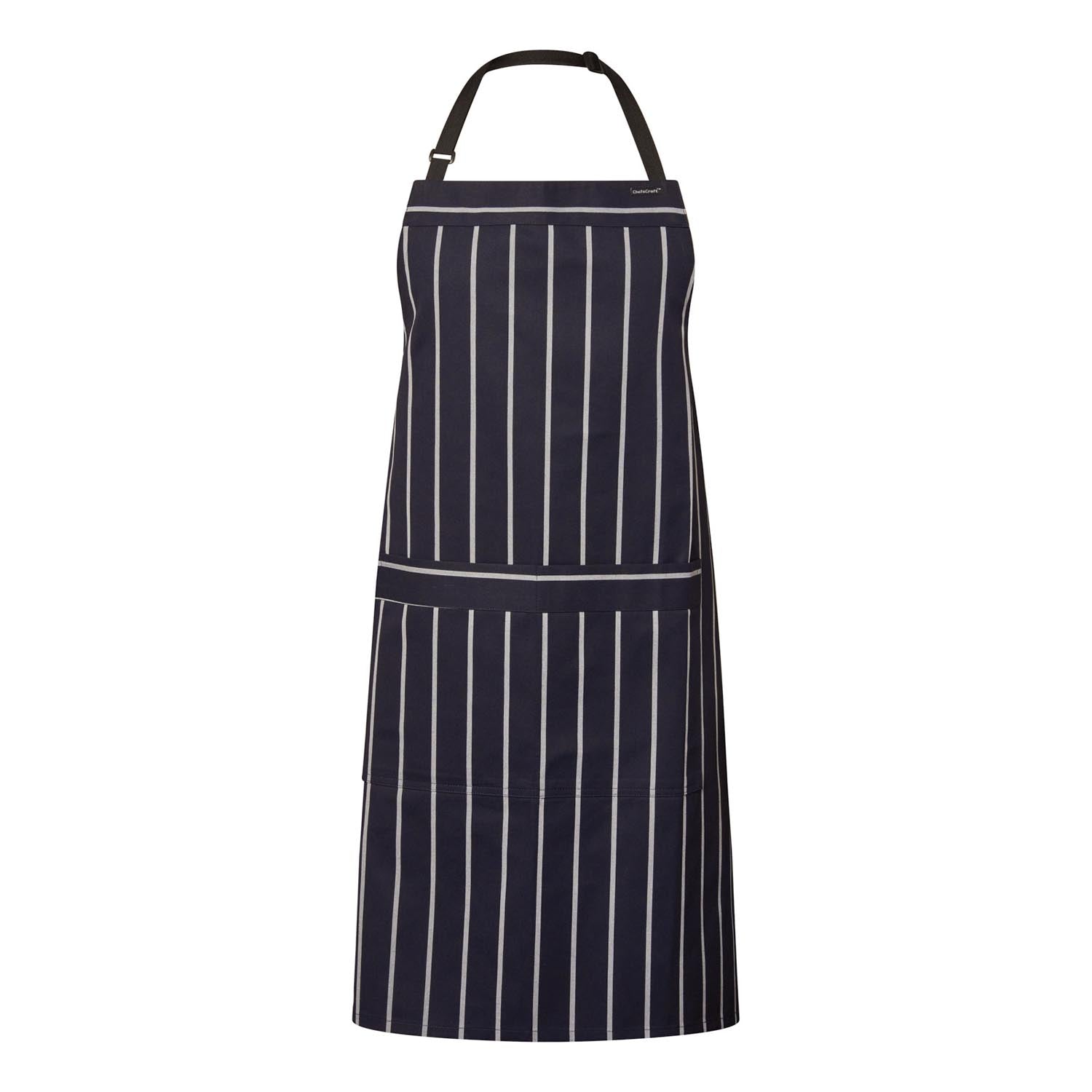 Chefs craft CA030 Full Bib Café Stripe Apron With Pocket