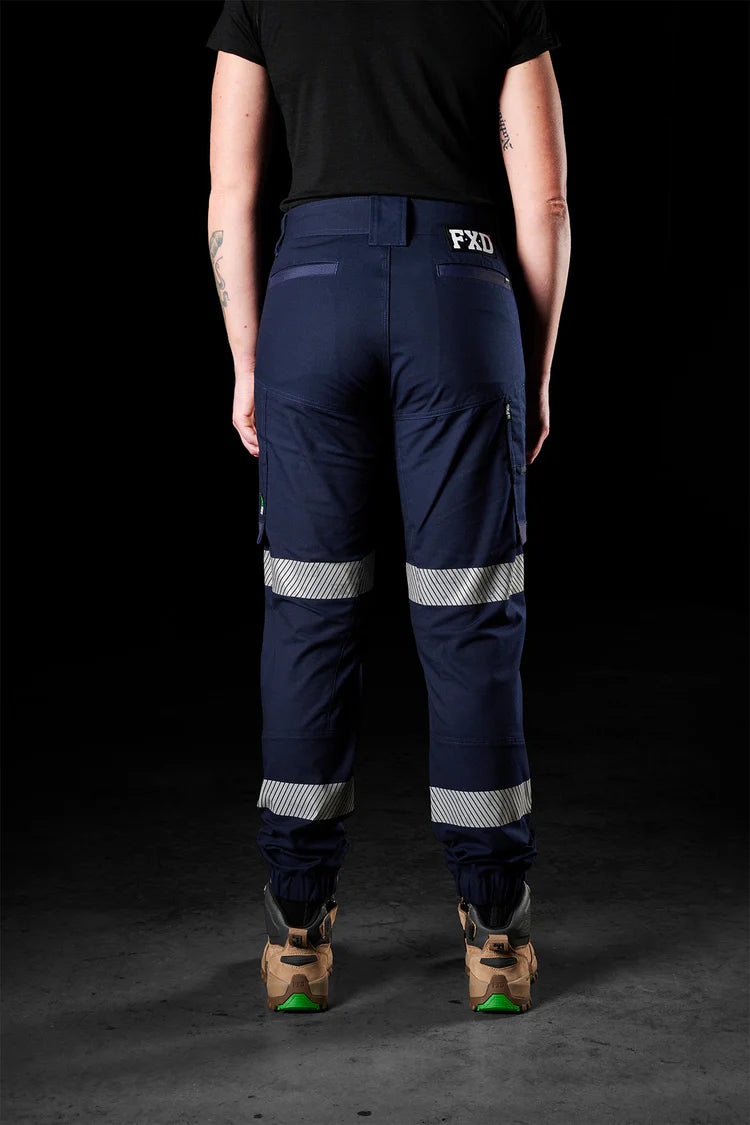 FXD WP-8WT Women's Reflective Cuffed Stretch Ripstop Work Pants-Navy