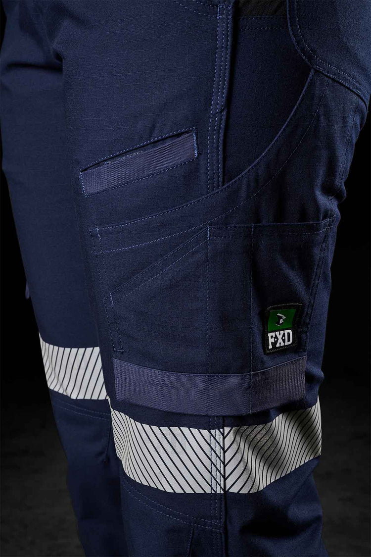 FXD WP-8WT Women's Reflective Cuffed Stretch Ripstop Work Pants-Navy