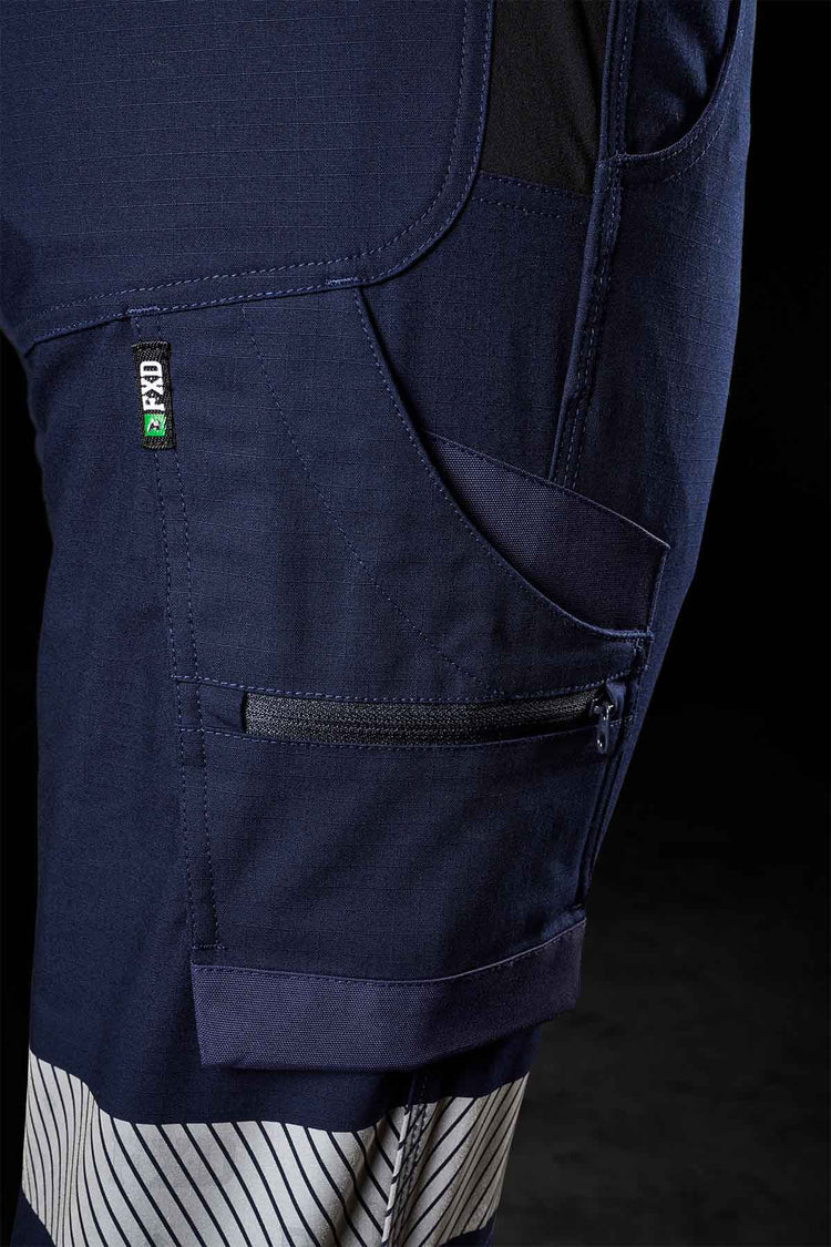 FXD WP-8WT Women's Reflective Cuffed Stretch Ripstop Work Pants-Navy