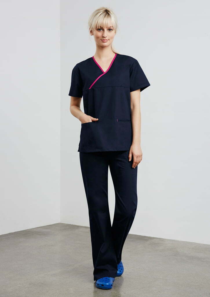 Biz Collection H10722 Ladies Contrast Crossover Scrubs Top