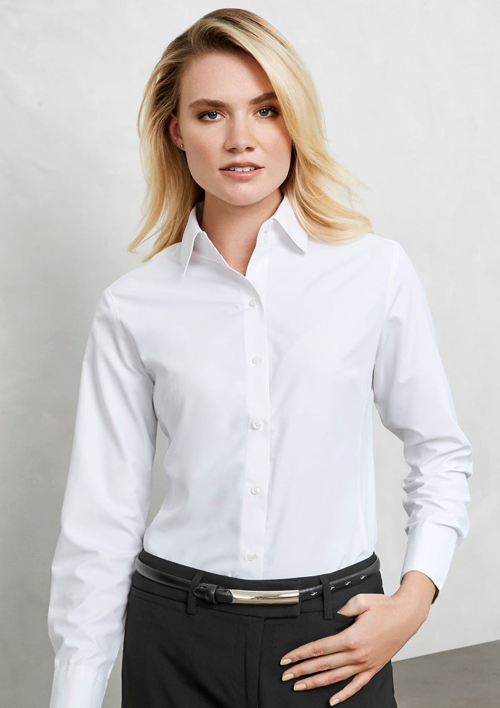 Women's long sleeve stretch V-neck closed front shirt - BLC6063 - Bisley  Workwear