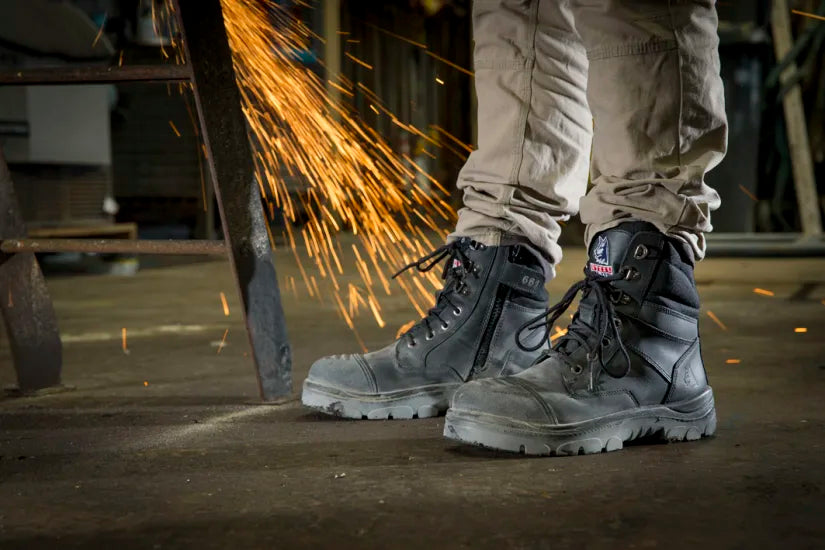 Black steel blue boots cheap