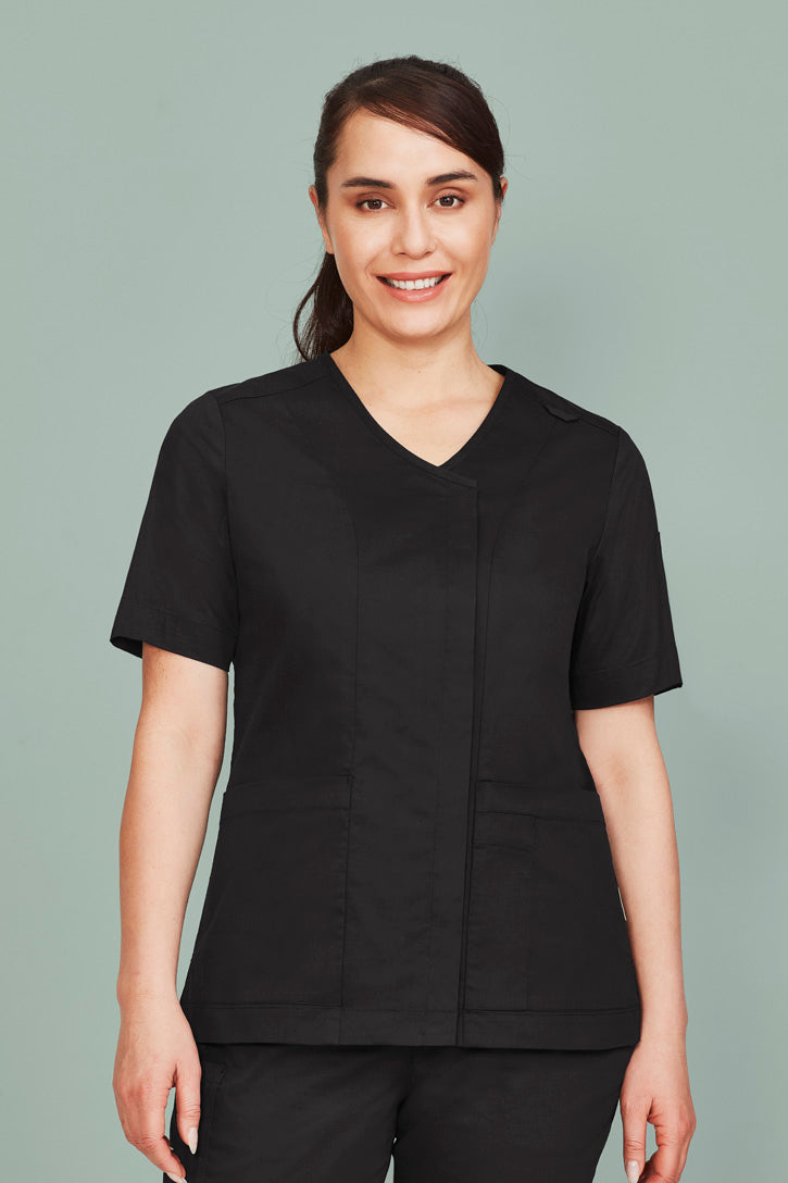 Biz care CST240LS Parks Women's Zip Front Crossover Scrub Top