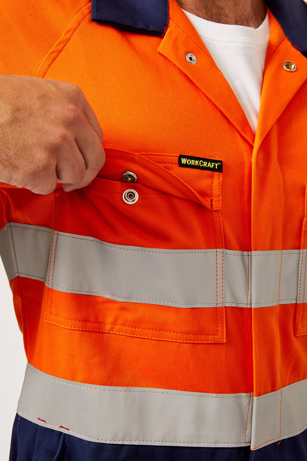 Workcraft WC3063 Hi-vis Two Tone Cotton Drill Coverall With Industrial Laundry Reflective Tape