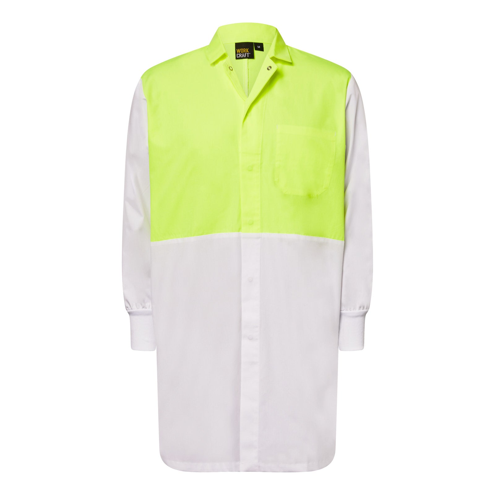 Workcraft WJ1123 Food Industry Dustcoat With Internal Pocket-White & Yellow