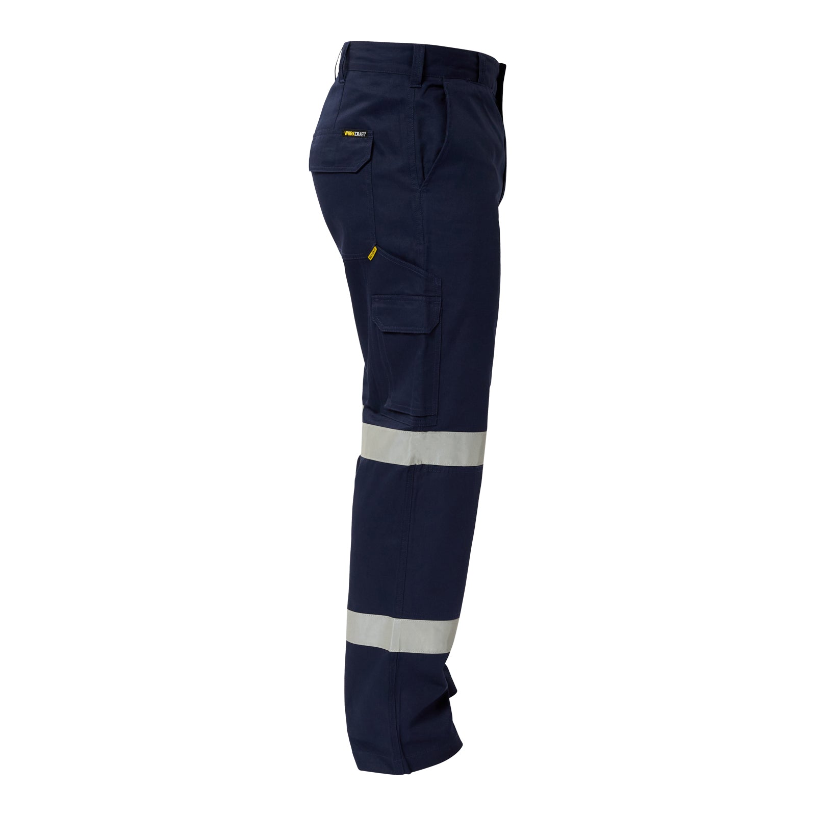 Workcraft WP4015 Reflective Mid-weight Cargo Cotton Drill Trousers-Navy