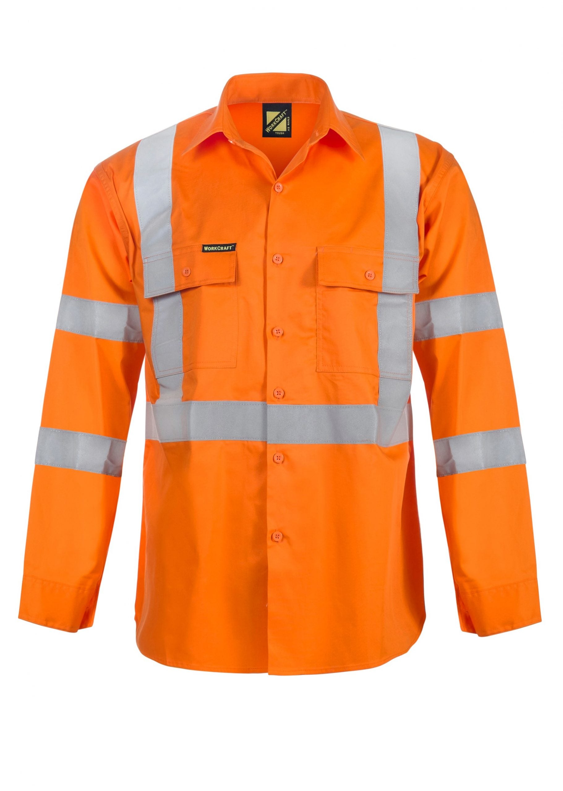 Workcraft WS3222 Hi Vis L/S Shirt With X Pattern Reflective Tape