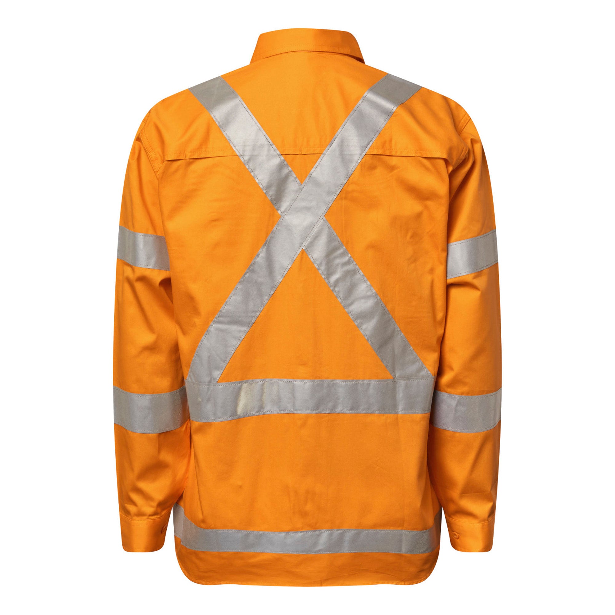 Workcraft WS6010 Lightweight Hi Vis Long Sleeve Vented Cotton Drill Reflective Shirt With X Pattern – NSW Rail Compliant