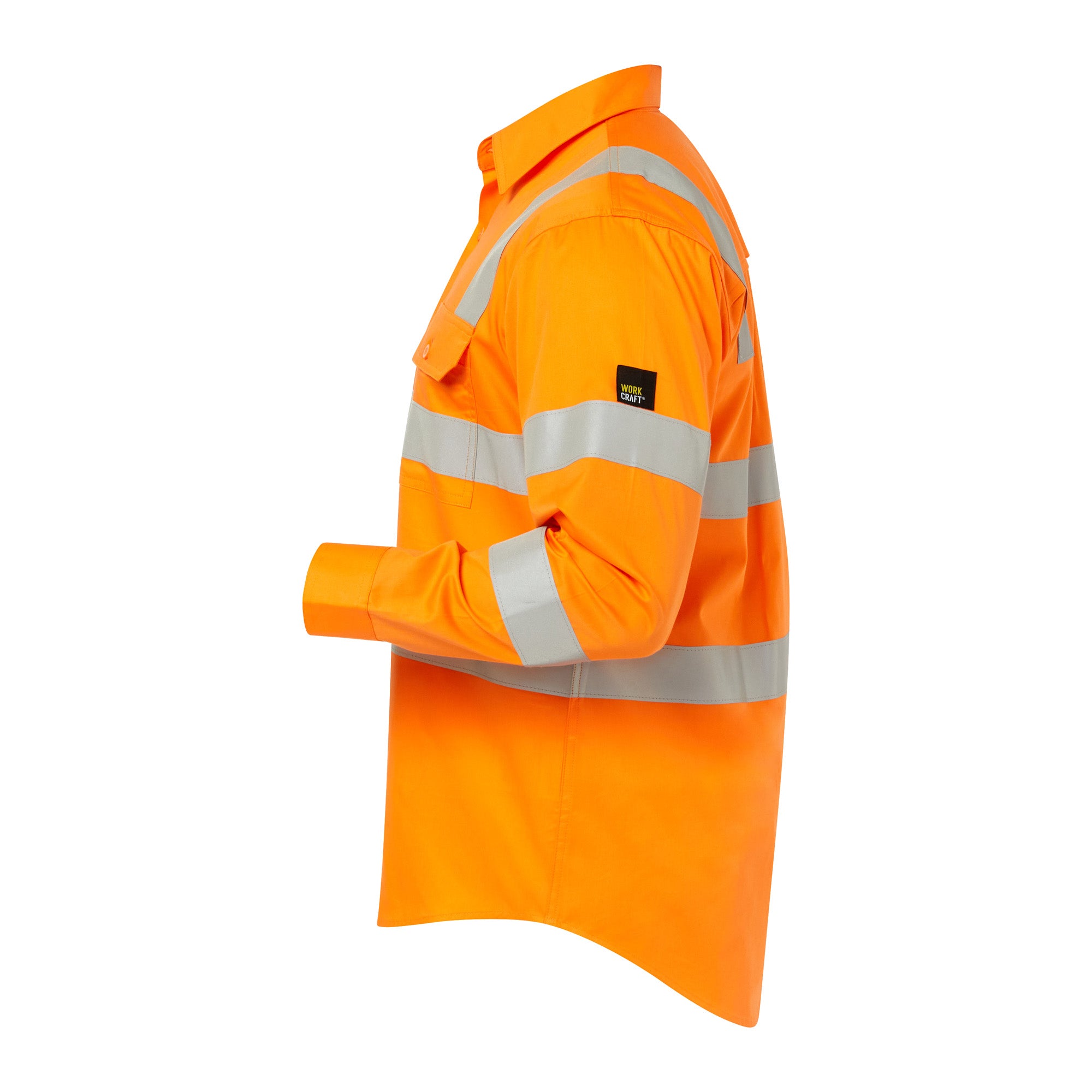 Workcraft WS6011 Lightweight Hi vis Vented Cotton Drill Shirt With Semi Gusset And Shoulder Pattern CSR Reflective Tape