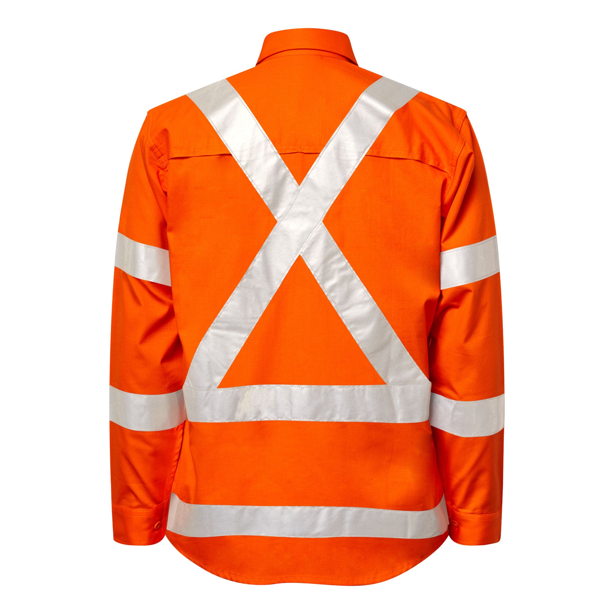 Workcraft WS6035 Ripstop NSW Rail X Back Hi vis Shirt-Orange