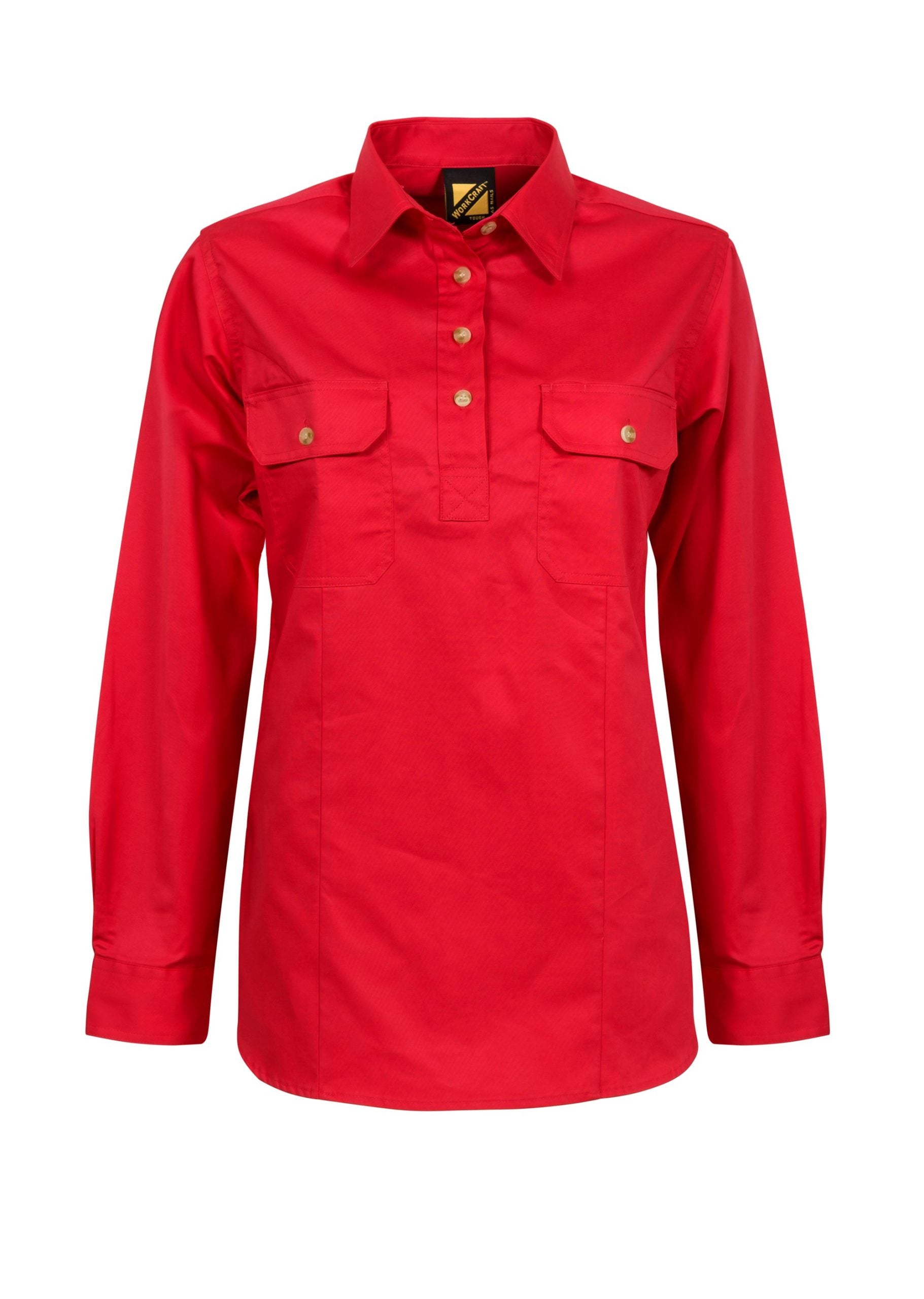 Workcraft WSL505 Ladies Lightweight Long Sleeve Half Placket Cotton Drill Shirt With Contrast Buttons