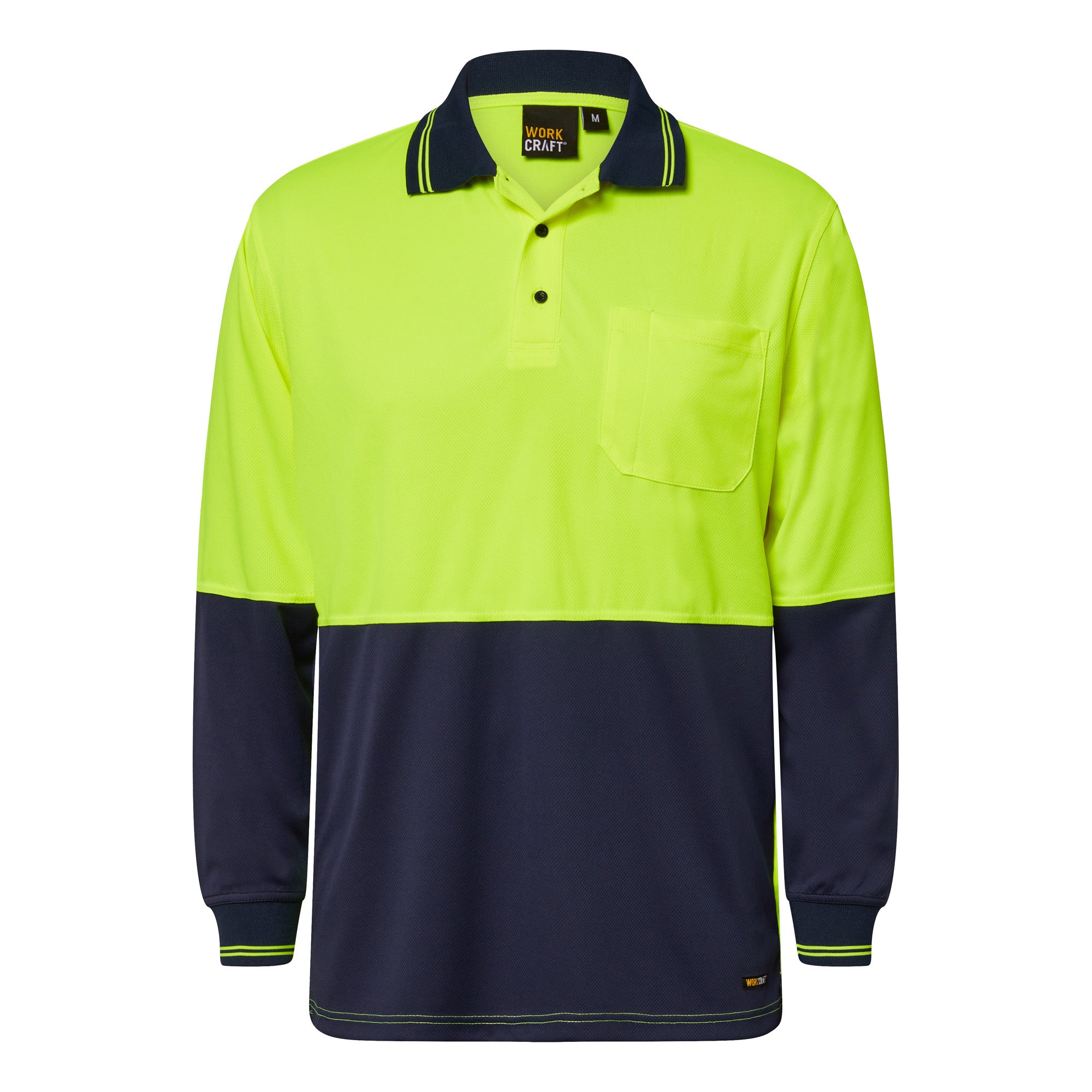 Workcraft WSP202 Hi vis 2 Tone L/sleeve Polo With Pocket